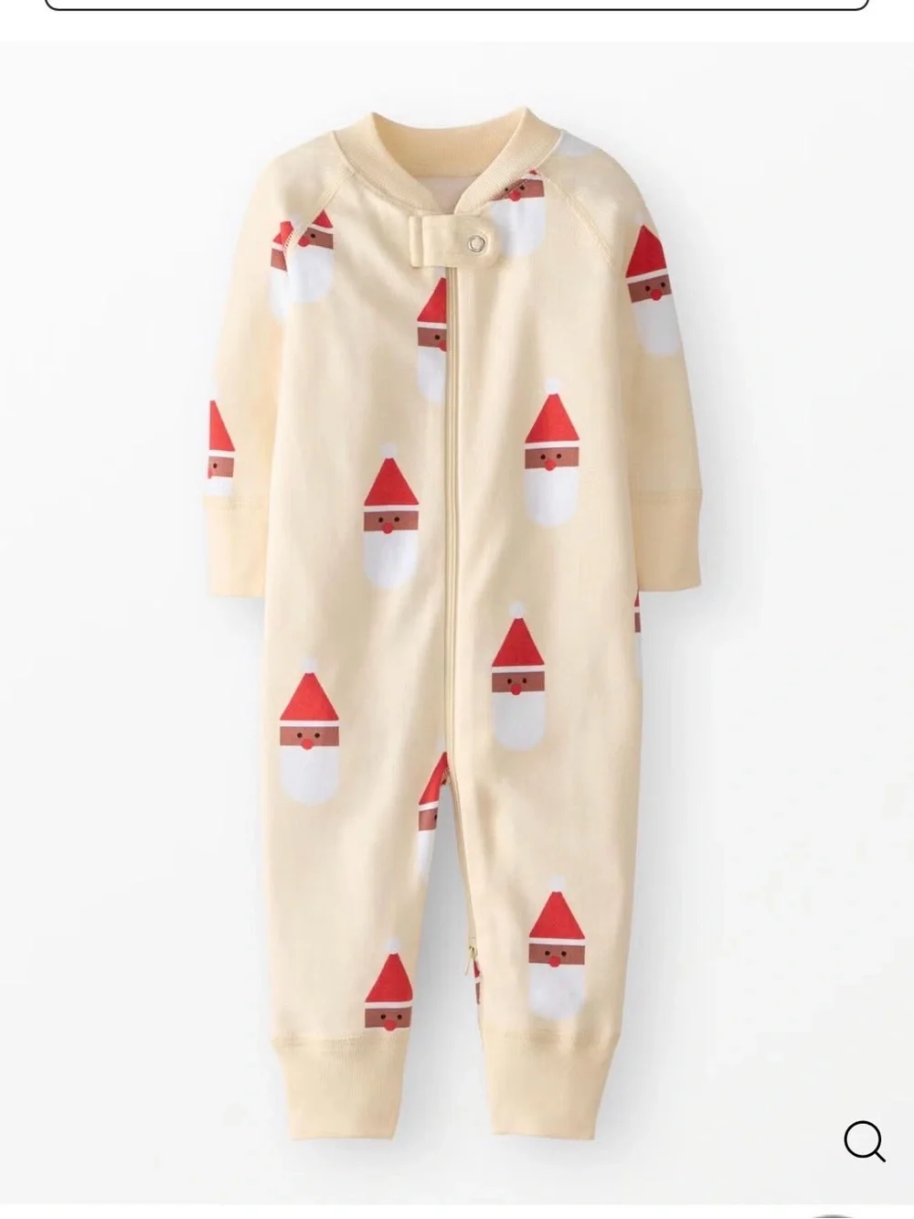 Hanna Andersson Cream Baby Romper  sleeper with Red Santa Print